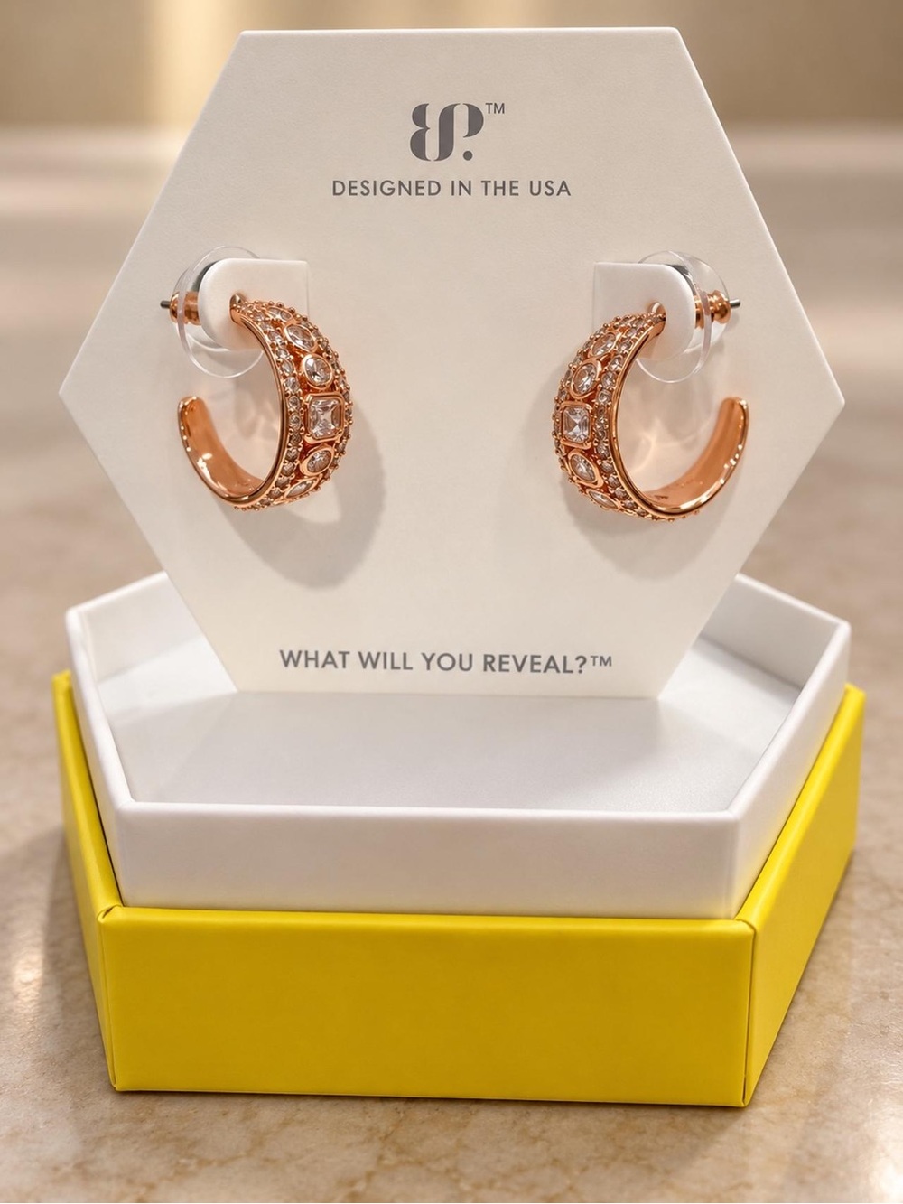 Rose Gold Crystal Hoop Earrings